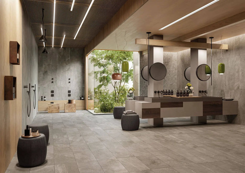 Journey Modern Grey Anti-Slip Grip Stone Look Porcelain Tiles 12x24 by landmarkceramics