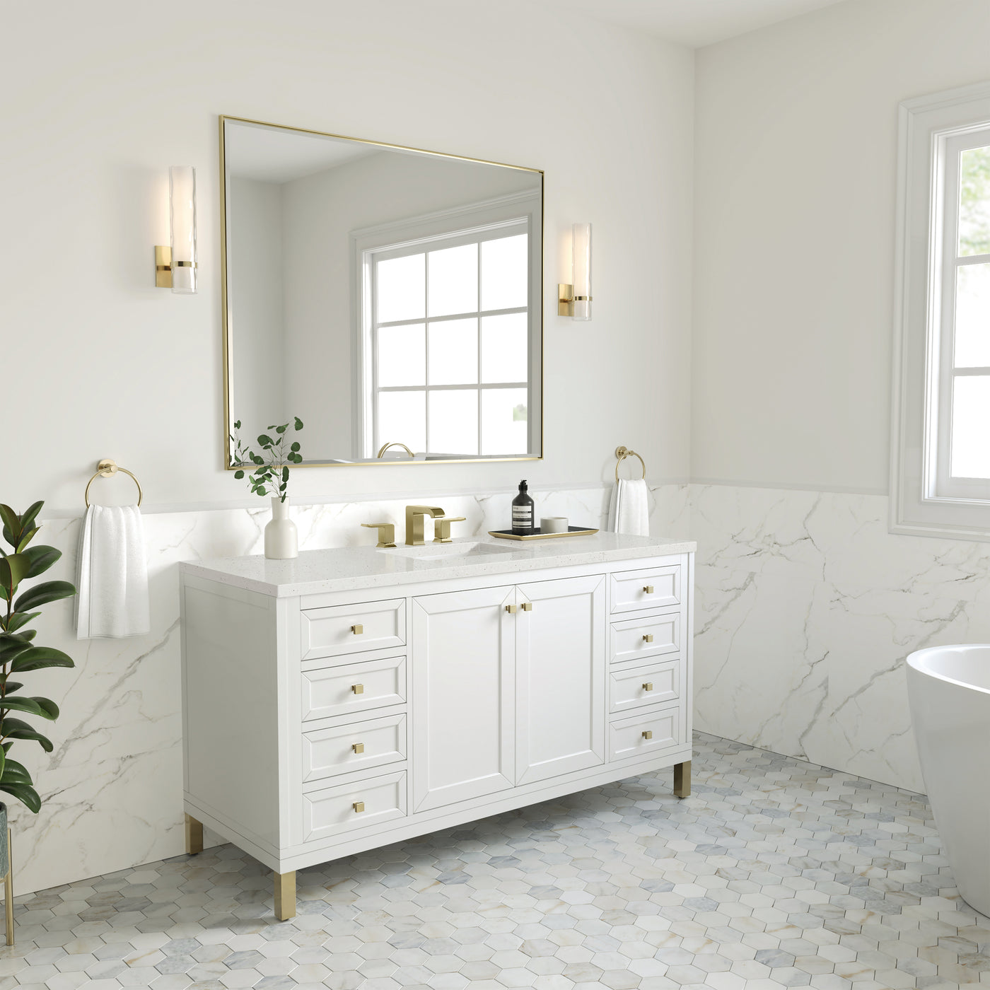 James Martin Chicago 60" Single Bathroom Vanity, Glossy White, view 32