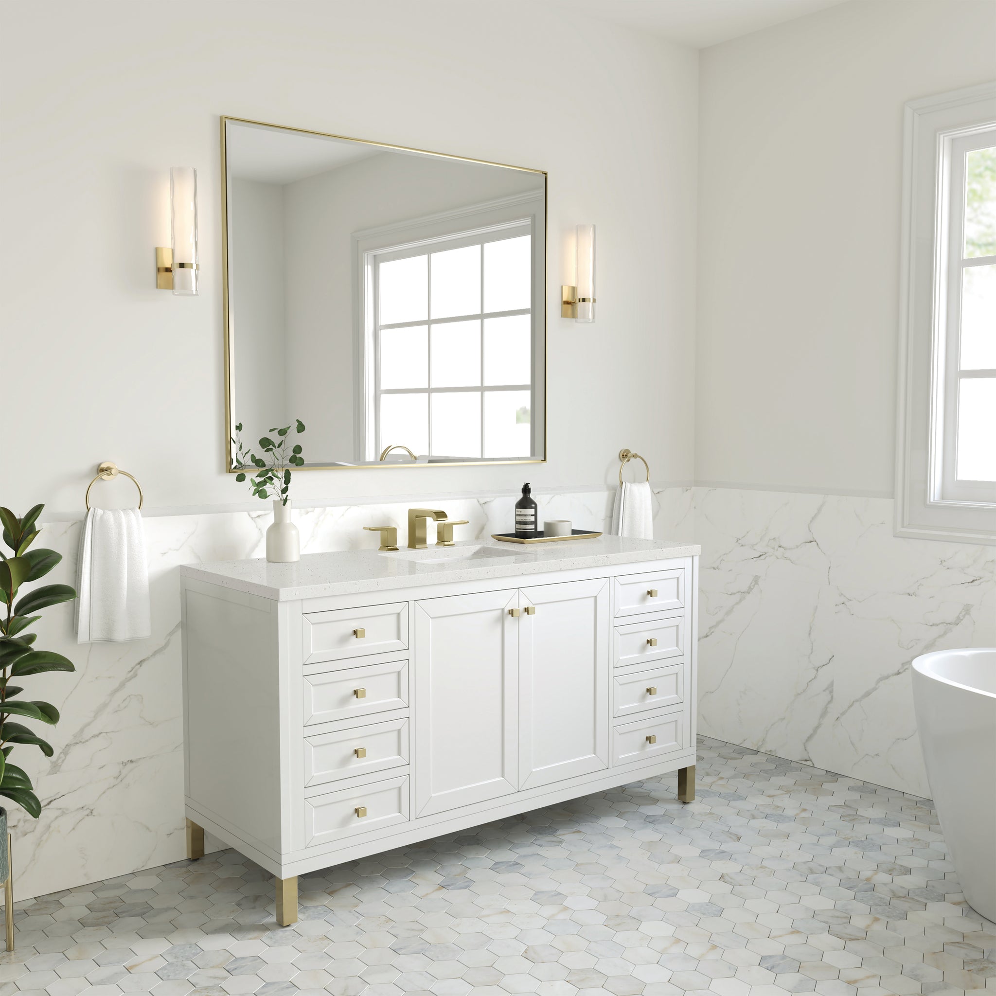 James Martin Chicago 60" Single Bathroom Vanity, Glossy White, view 32
