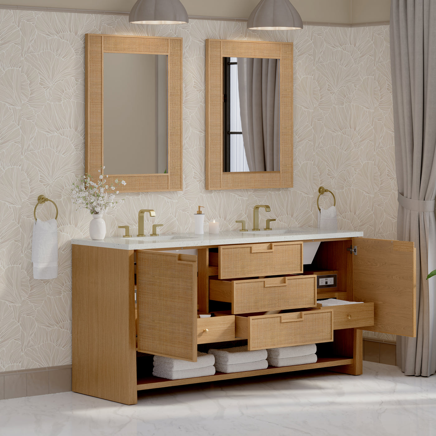 James Martin Solene 72" Double Bathroom Vanity, Seaside Oak, view 30