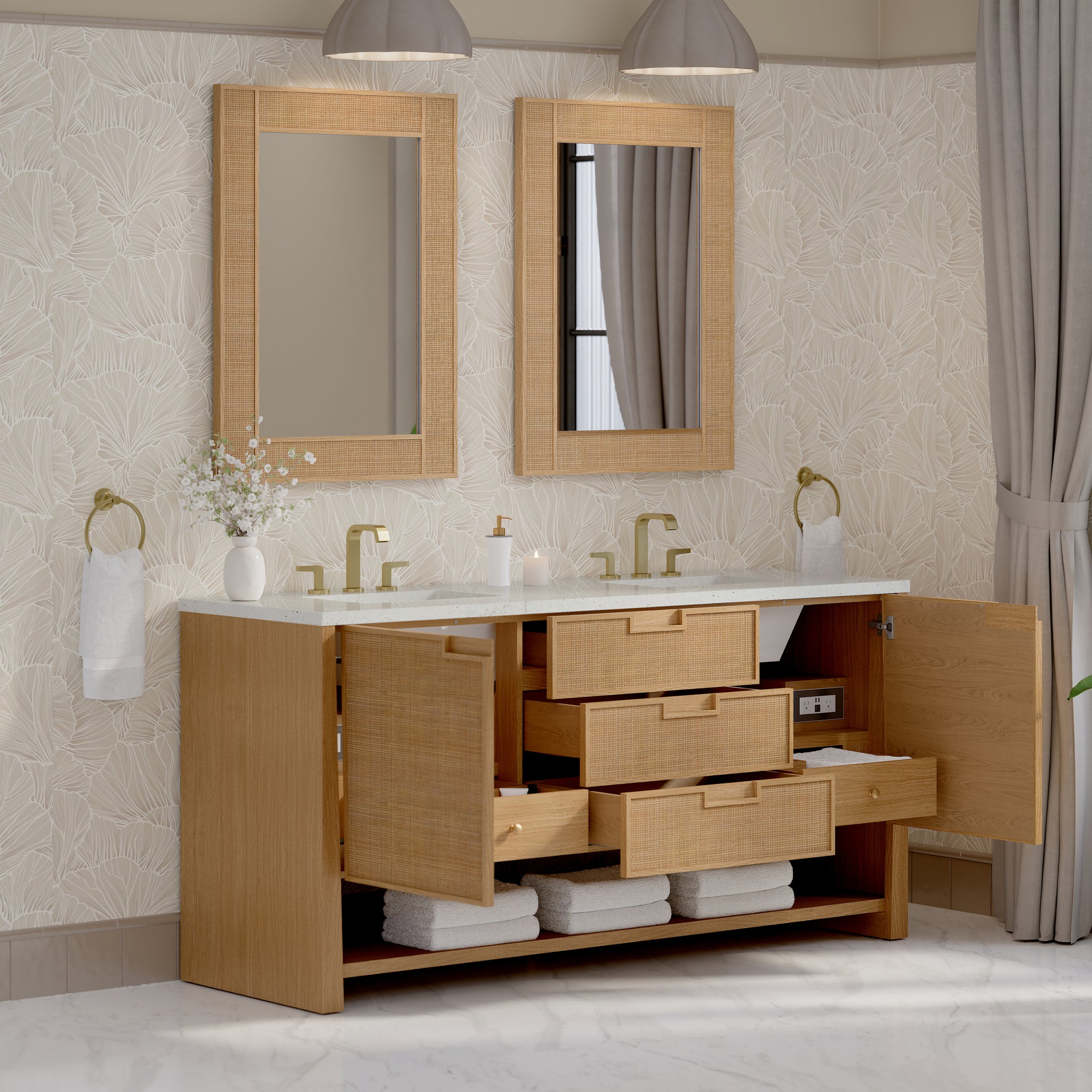 James Martin Solene 72" Double Bathroom Vanity, Seaside Oak, view 30