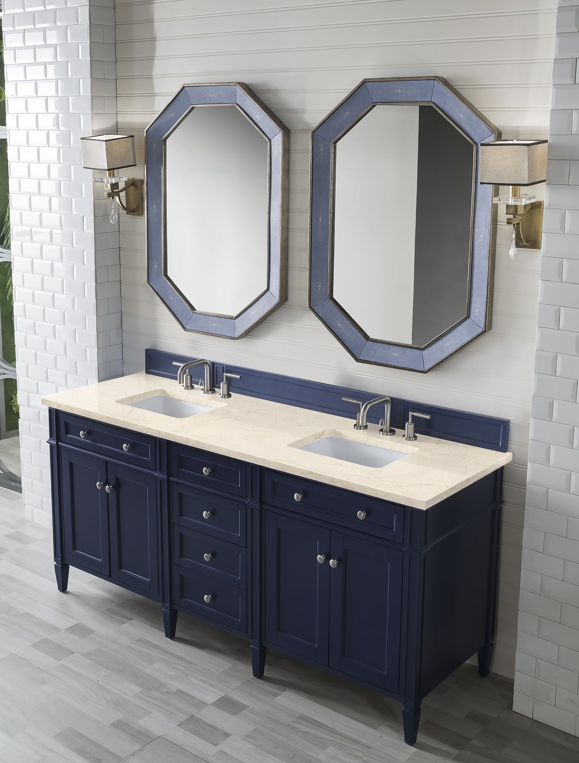 James Martin Brittany 72" Double Bathroom Vanity, Victory Blue, view 19