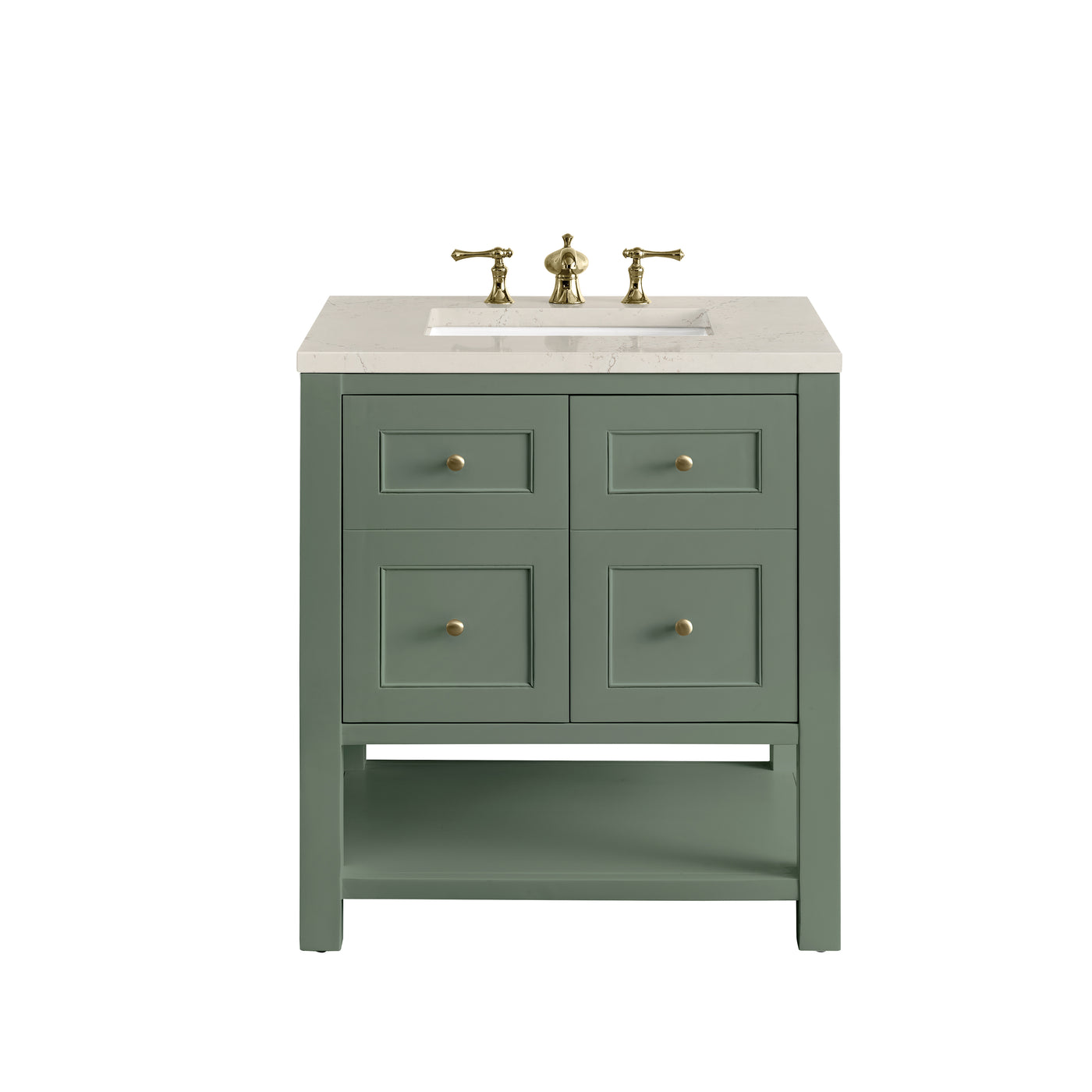 James Martin Breckenridge 30" Single Bathroom Vanity, Smokey Celadon with Siberian countertop