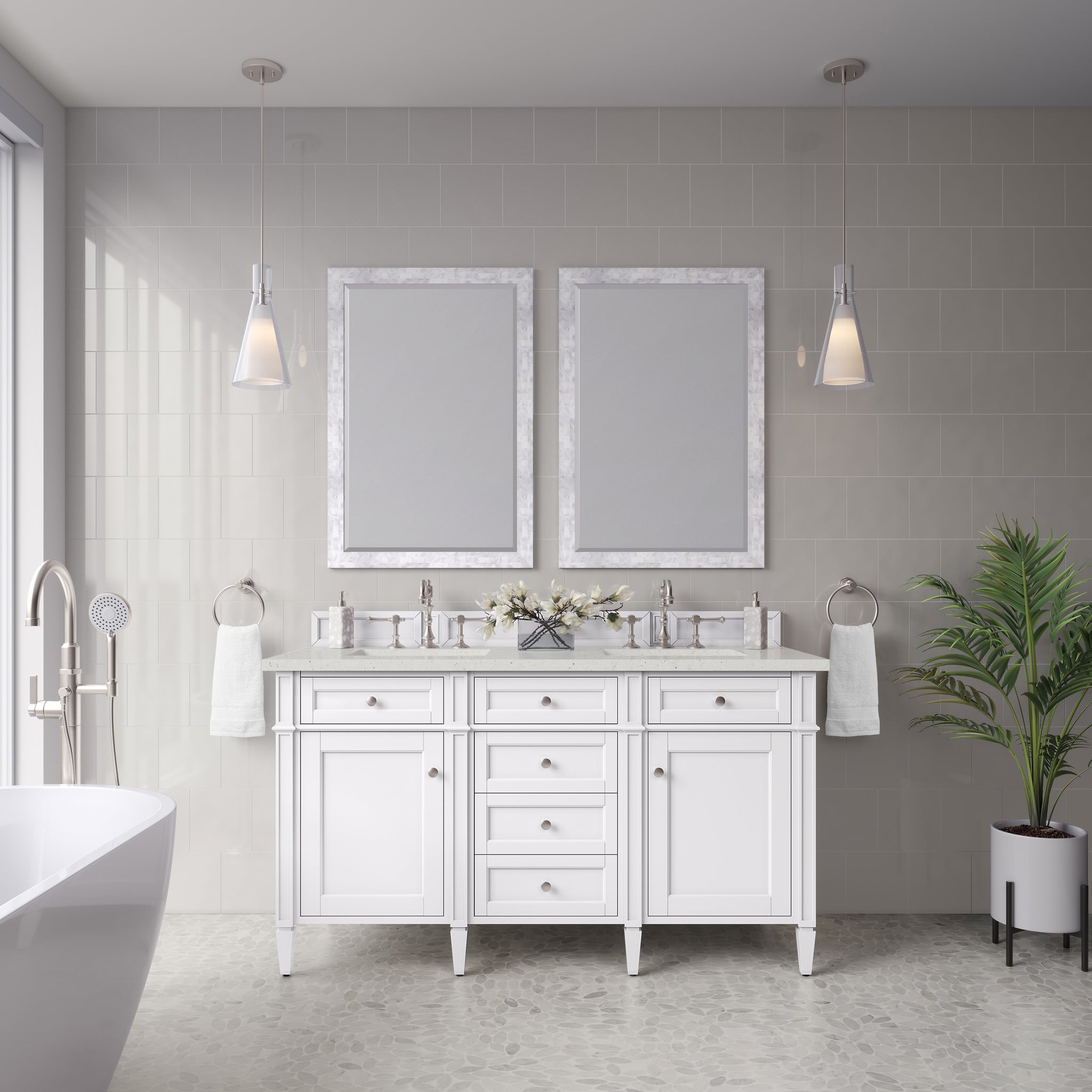James Martin Brittany 60" Double Bathroom Vanity, Bright White, view 19