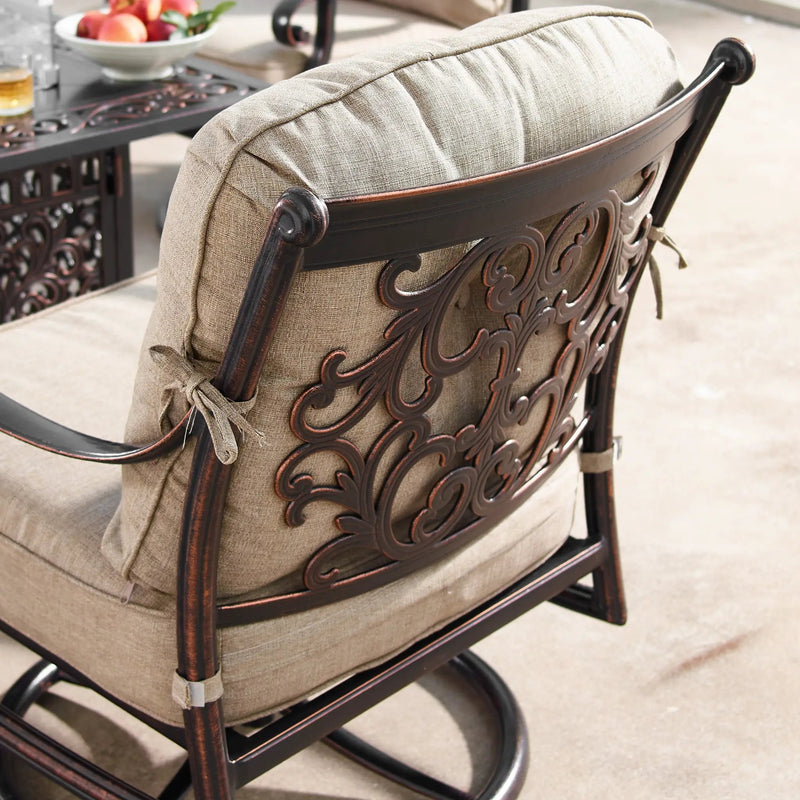 Aluminum 42-in Square Patio Fire Table Set with Swivel Rocking Chairs by Sharicks