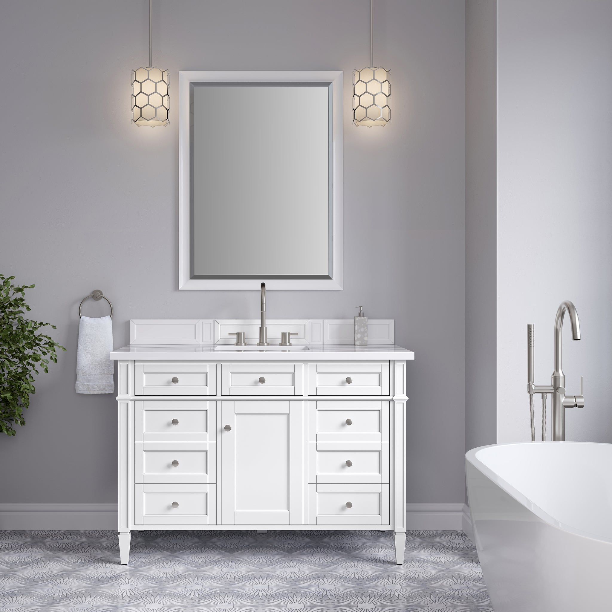 James Martin Brittany 48" Single Bathroom Vanity, Bright White, view 28