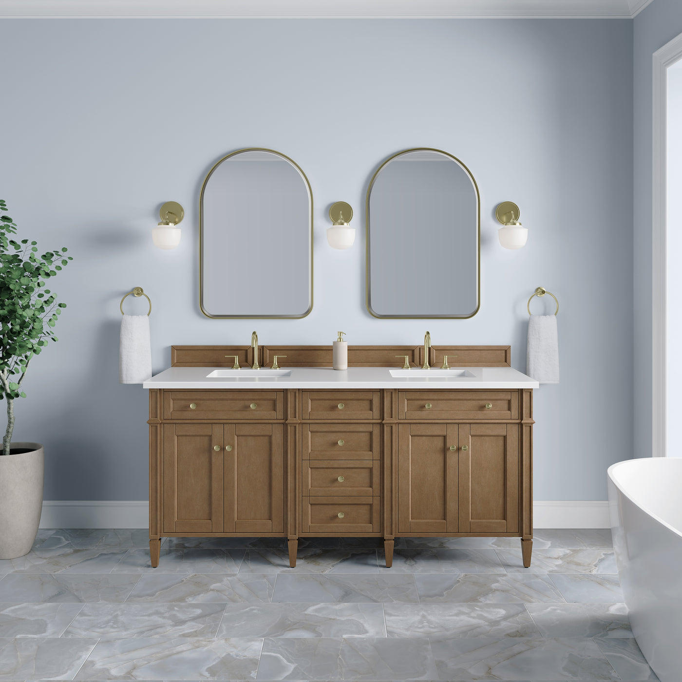 James Martin Brittany 72" Double Bathroom Vanity, Pecan, view 36