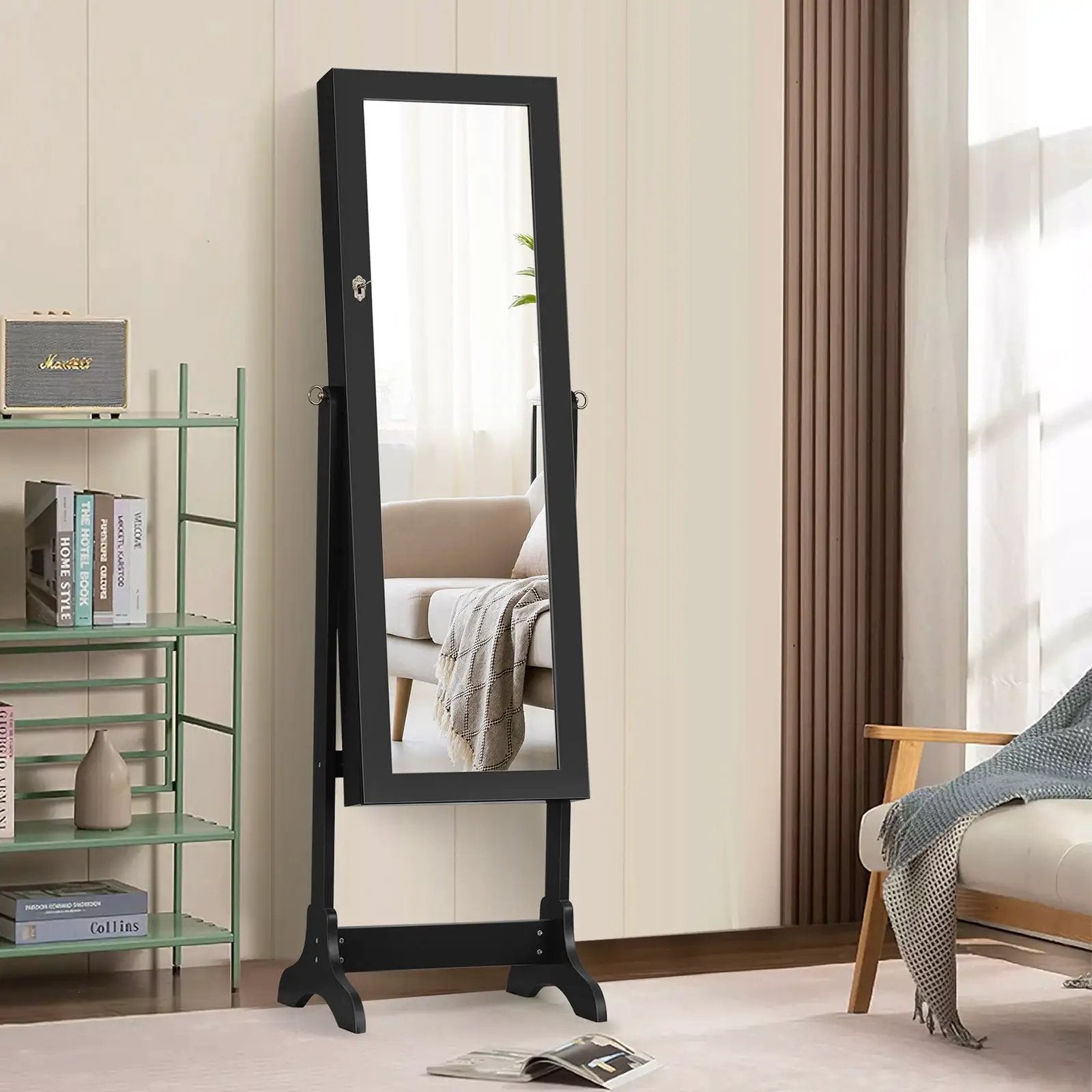 Lockable Mirrored Jewelry Cabinet Armoire Storage Organizer Box by DirectDeals