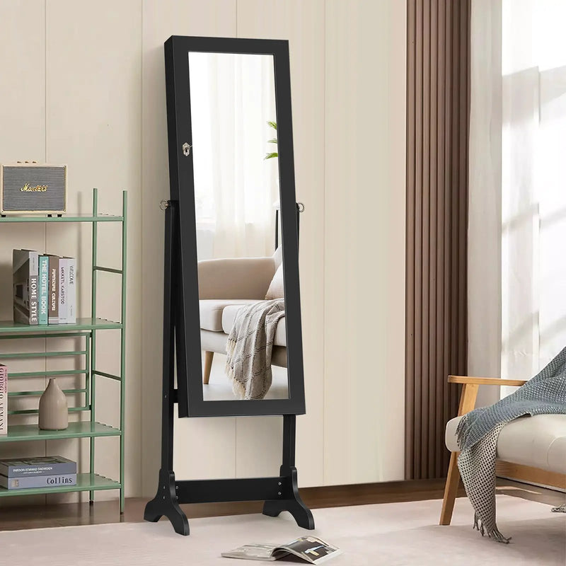 Lockable Mirrored Jewelry Cabinet Armoire Storage Organizer Box by DirectDeals