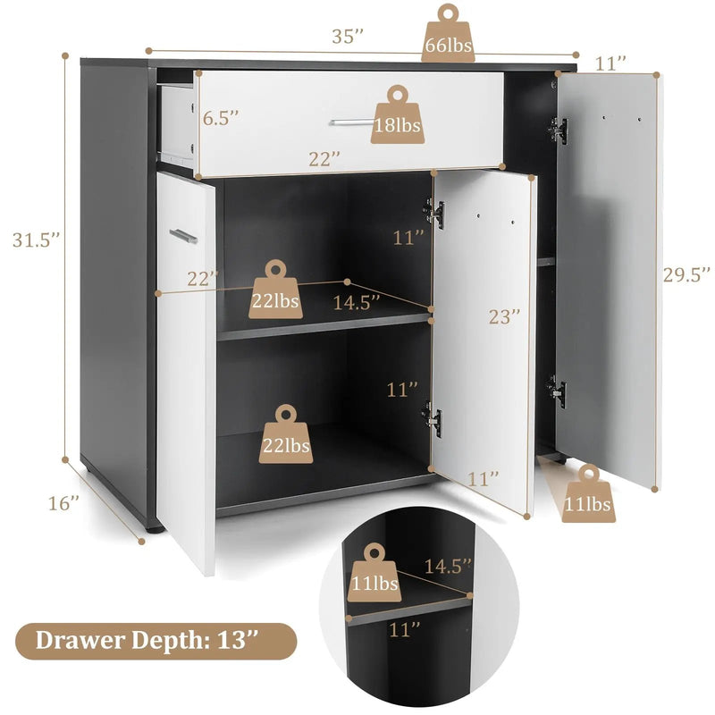Buffet Sideboard Storage Cabinet with Spacious Table Top by DirectDeals