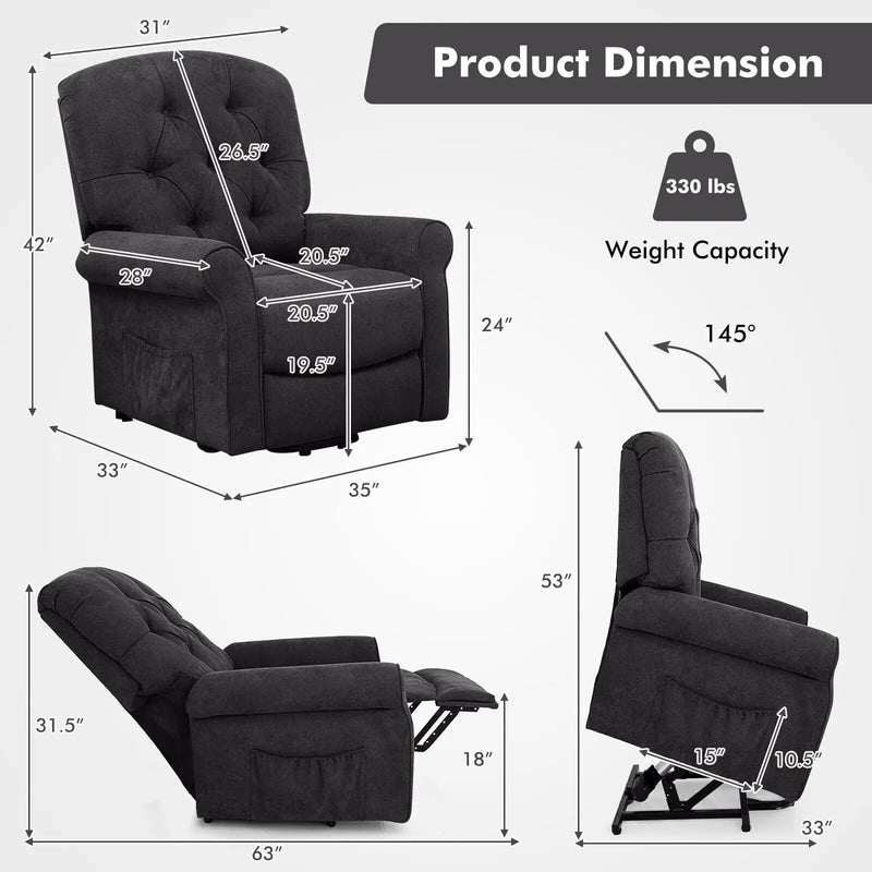 Recliner Chair Sofa for Elderly with Side Pocket and Remote Control by DirectDeals