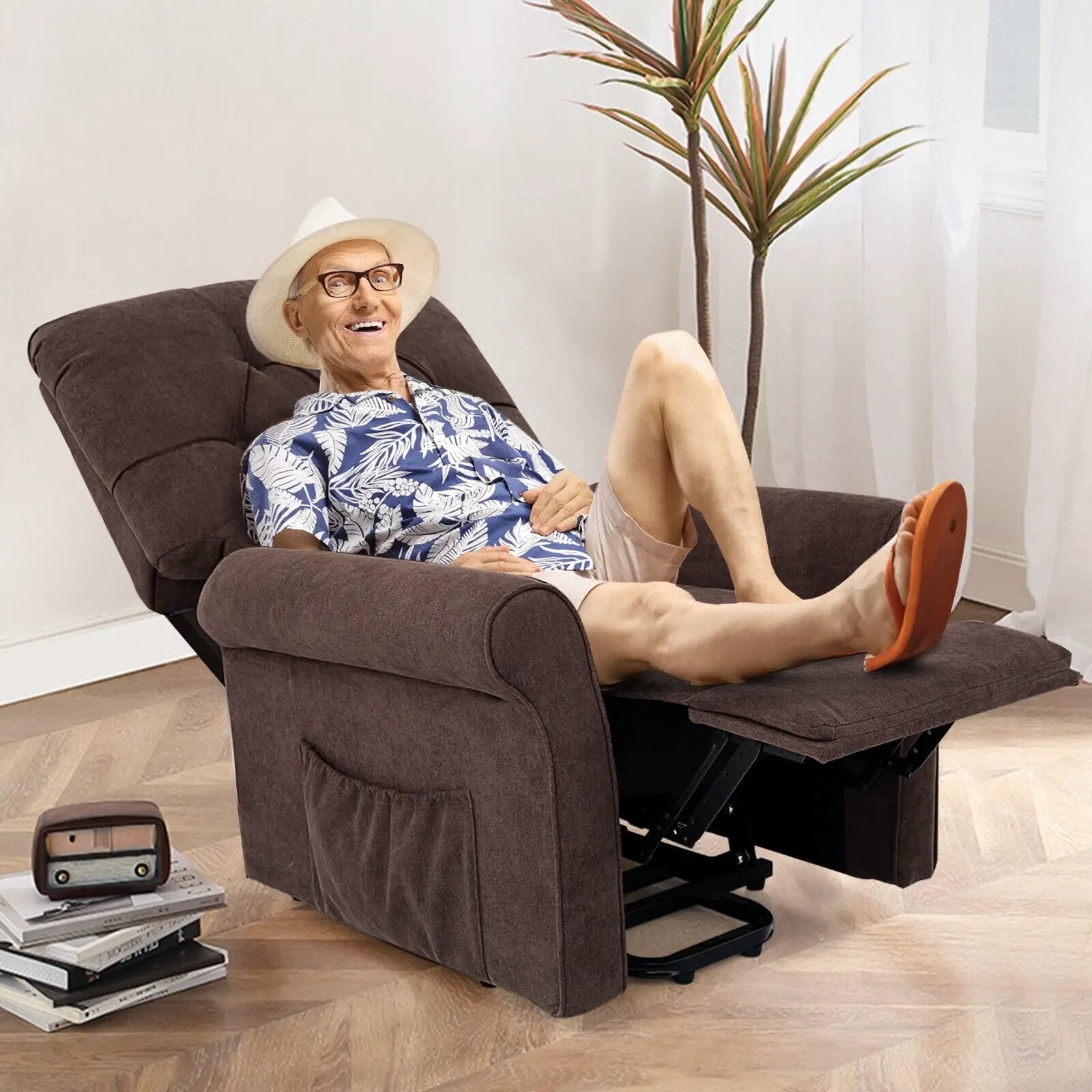 Recliner Chair Sofa for Elderly with Side Pocket and Remote Control by DirectDeals