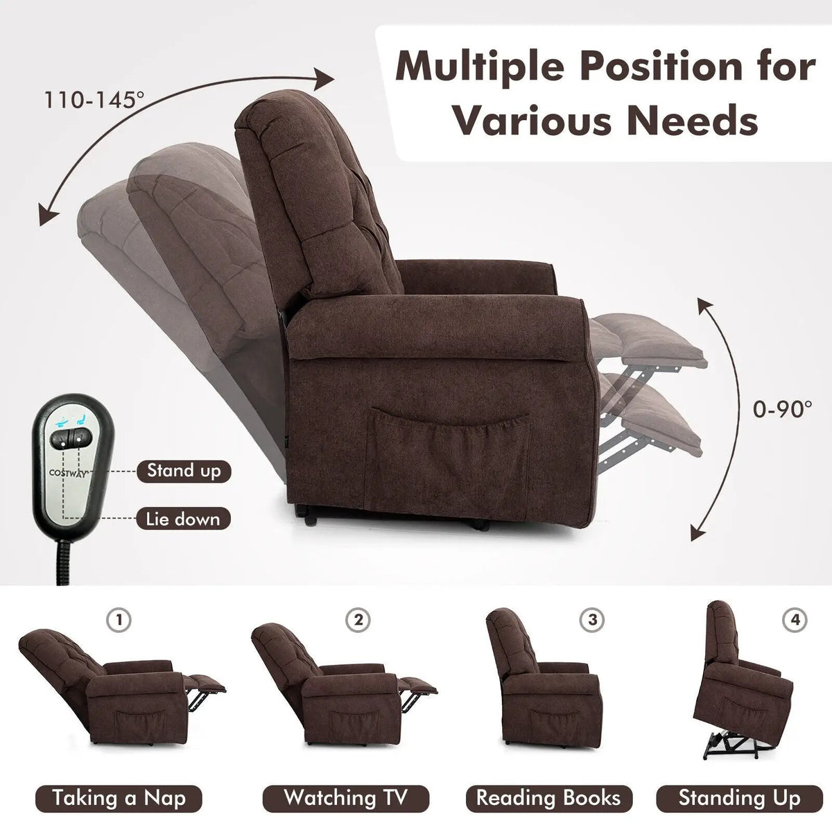 Recliner Chair Sofa for Elderly with Side Pocket and Remote Control, photo 15 of 16