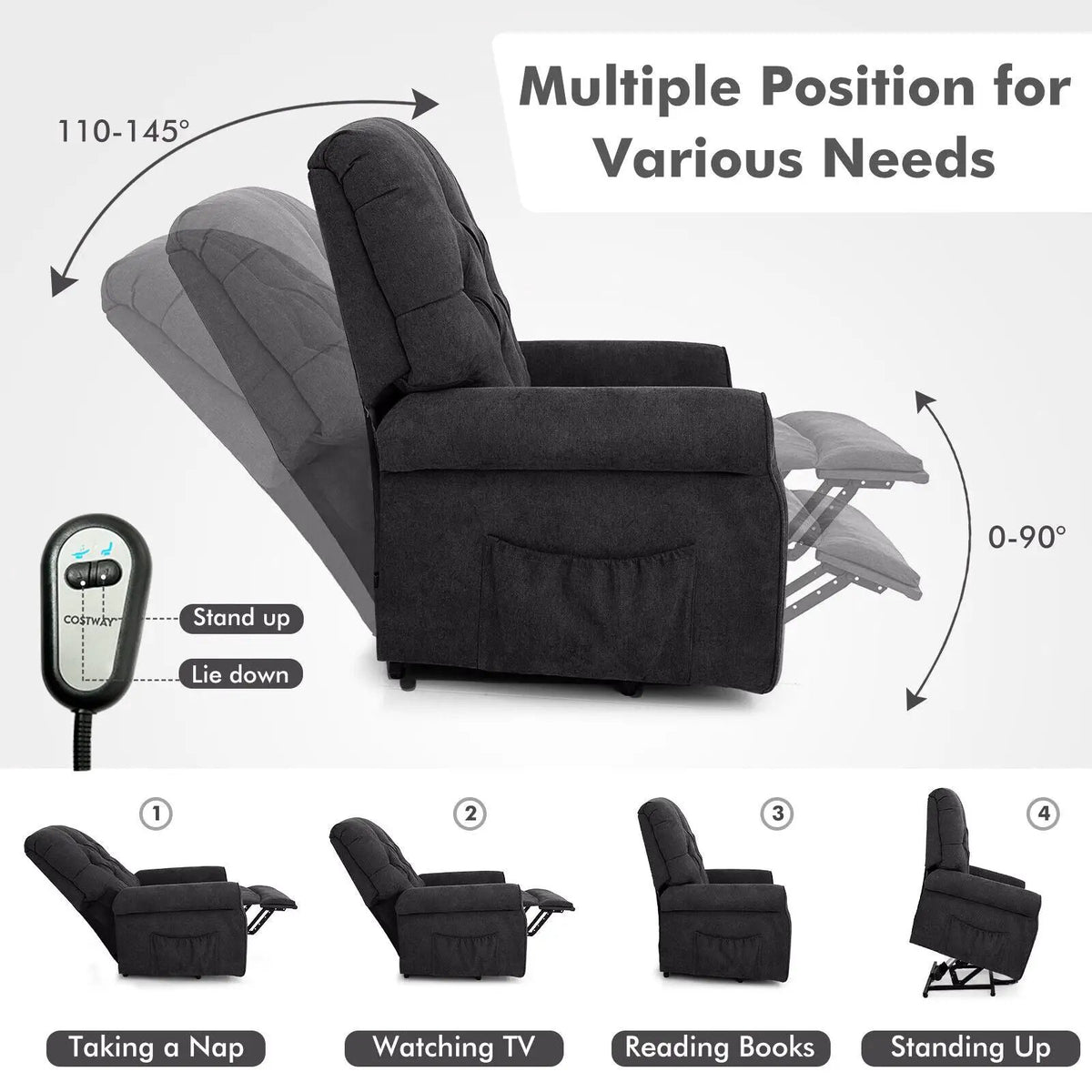 Recliner Chair Sofa for Elderly with Side Pocket and Remote Control, photo 16 of 16