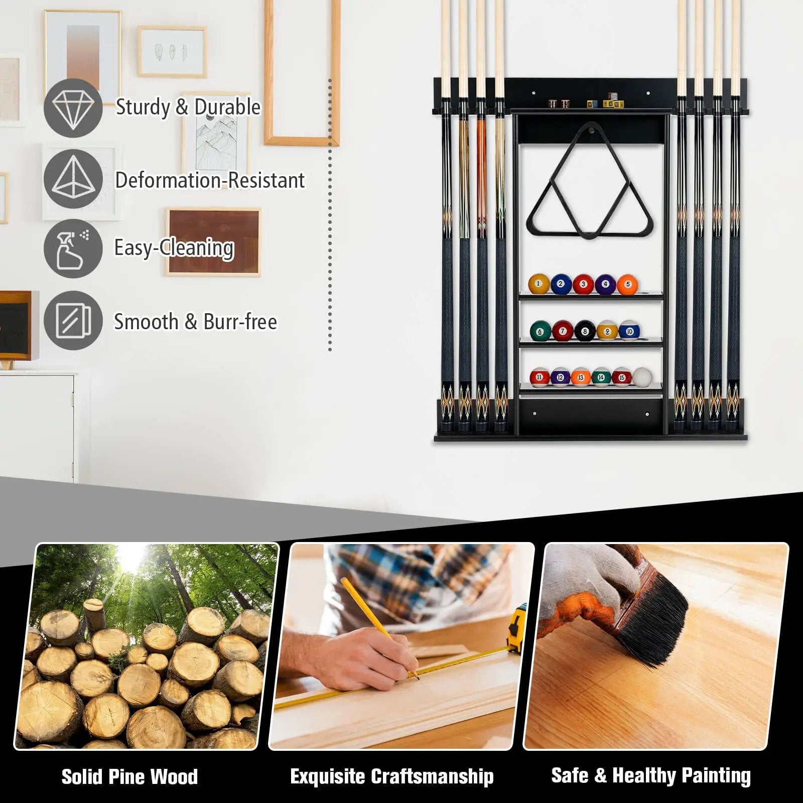 Wall-mounted Billiards Pool Cue Rack Only by DirectDeals
