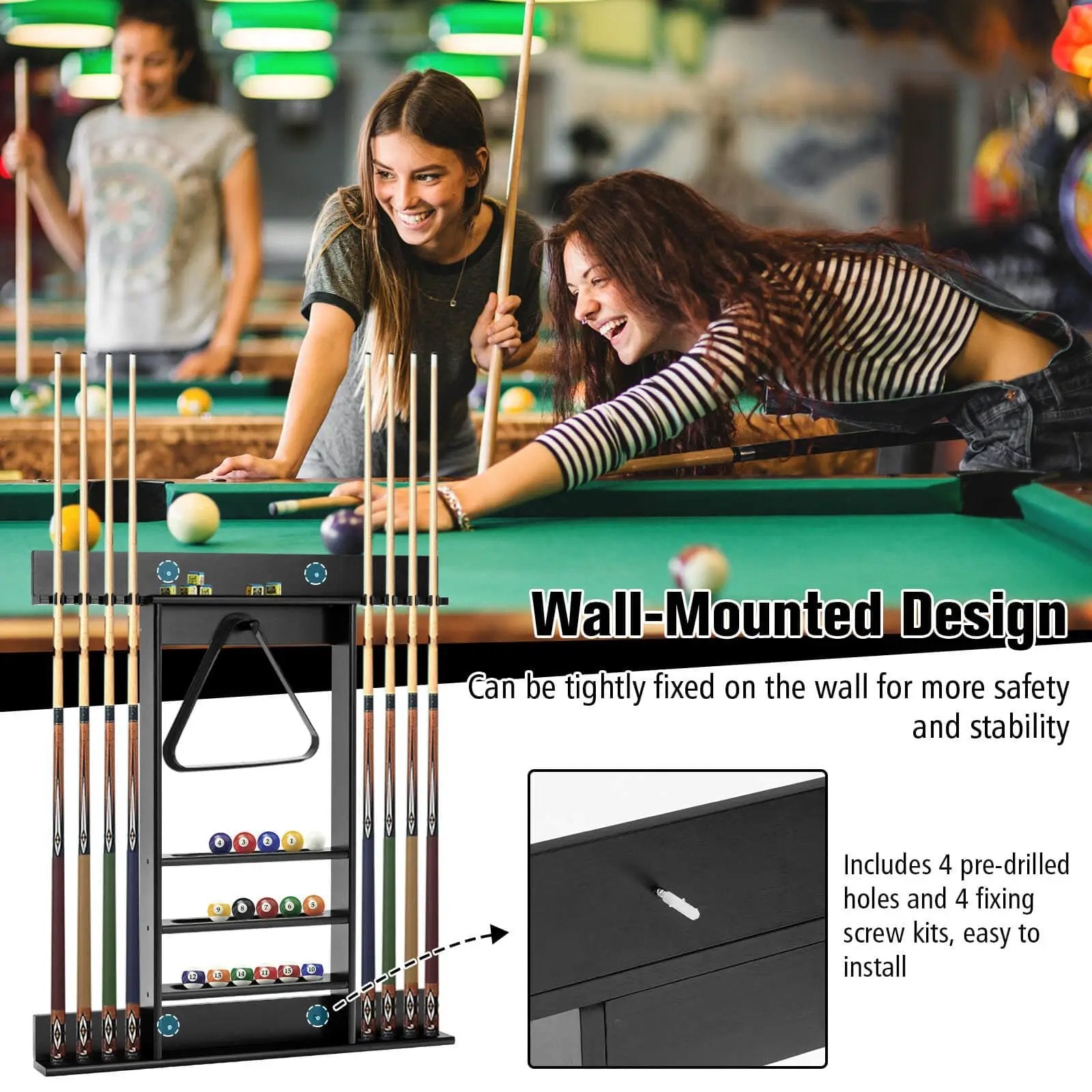 Wall-mounted Billiards Pool Cue Rack Only by DirectDeals