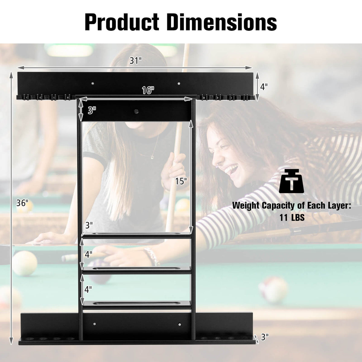 Wall-mounted Billiards Pool Cue Rack Only, photo 7 of 16