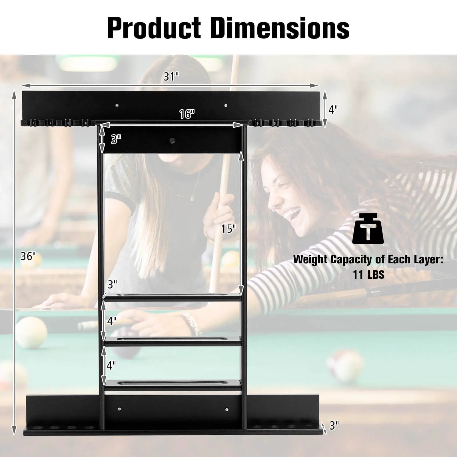 Wall-mounted Billiards Pool Cue Rack Only by DirectDeals