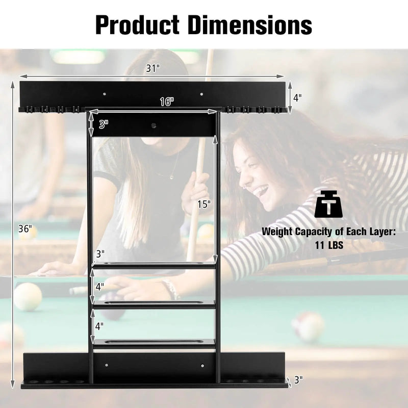 Wall-mounted Billiards Pool Cue Rack Only by DirectDeals
