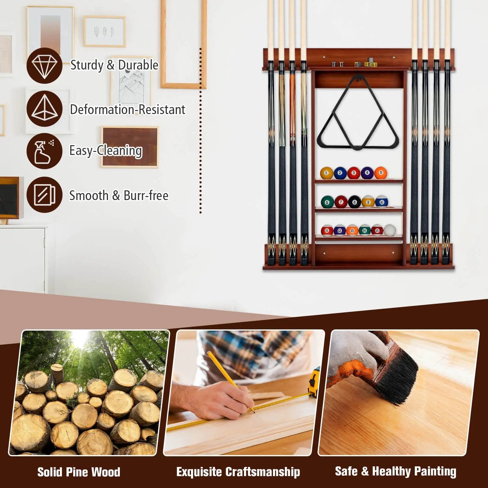 Wall-mounted Billiards Pool Cue Rack Only by DirectDeals