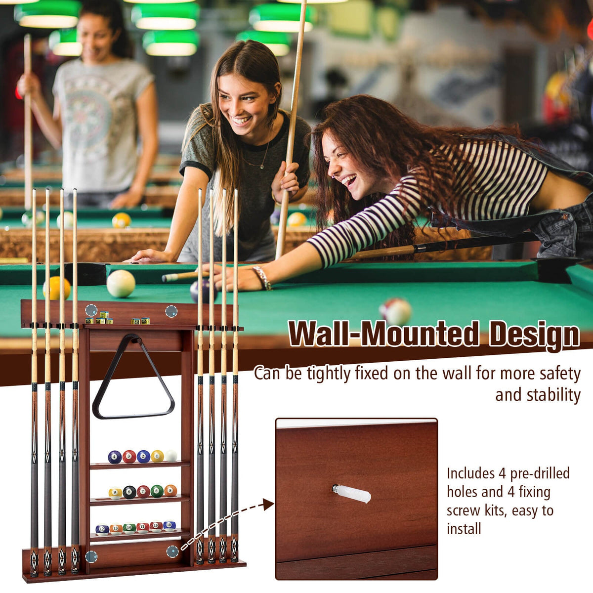 Wall-mounted Billiards Pool Cue Rack Only, photo 10 of 16