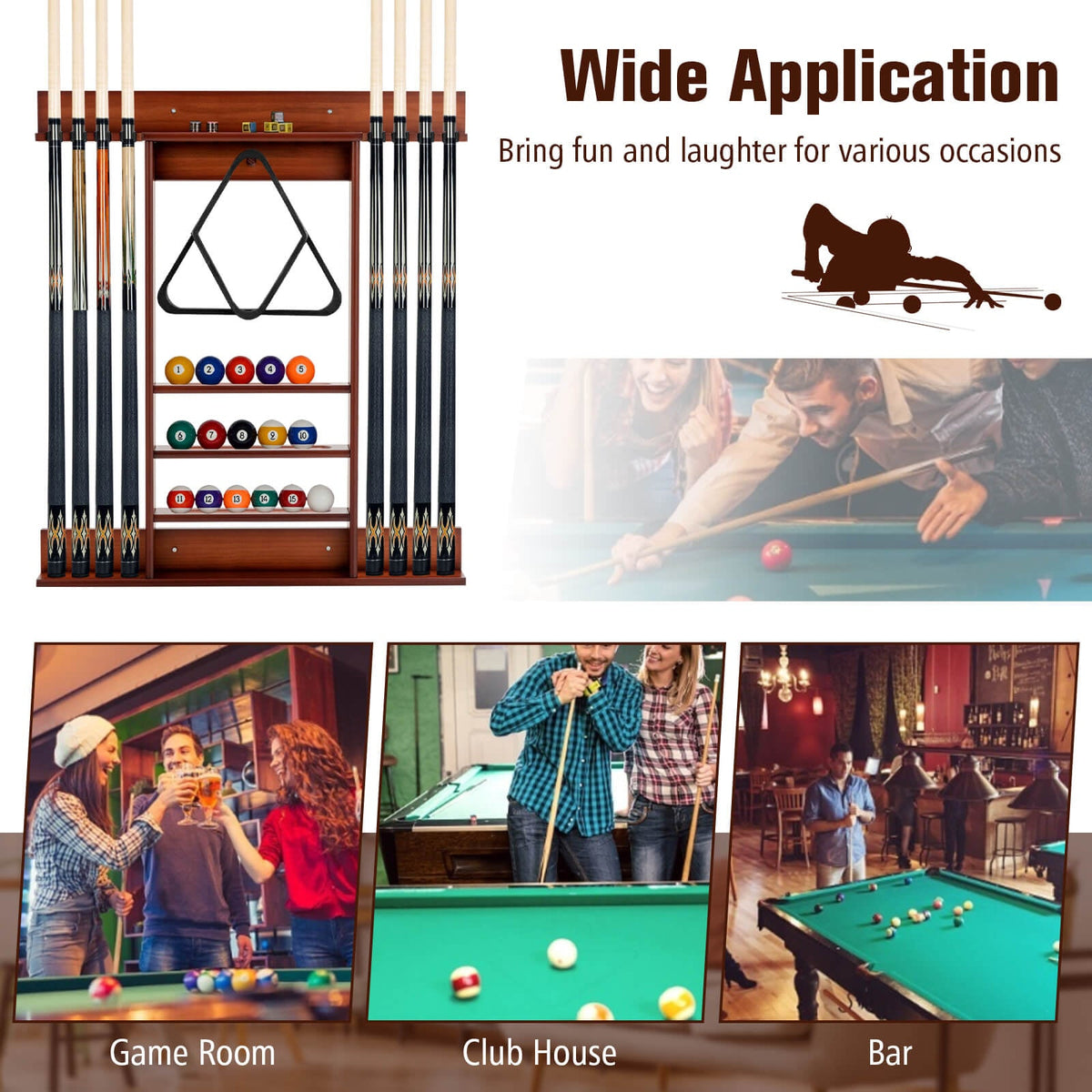 Wall-mounted Billiards Pool Cue Rack Only, photo 12 of 16
