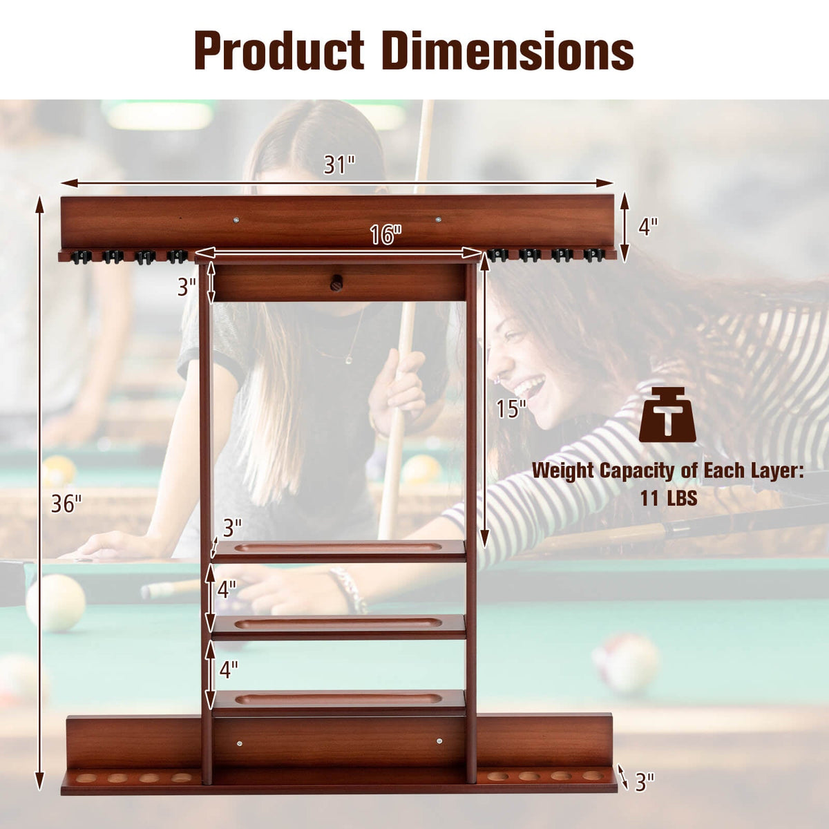 Wall-mounted Billiards Pool Cue Rack Only, photo 8 of 16