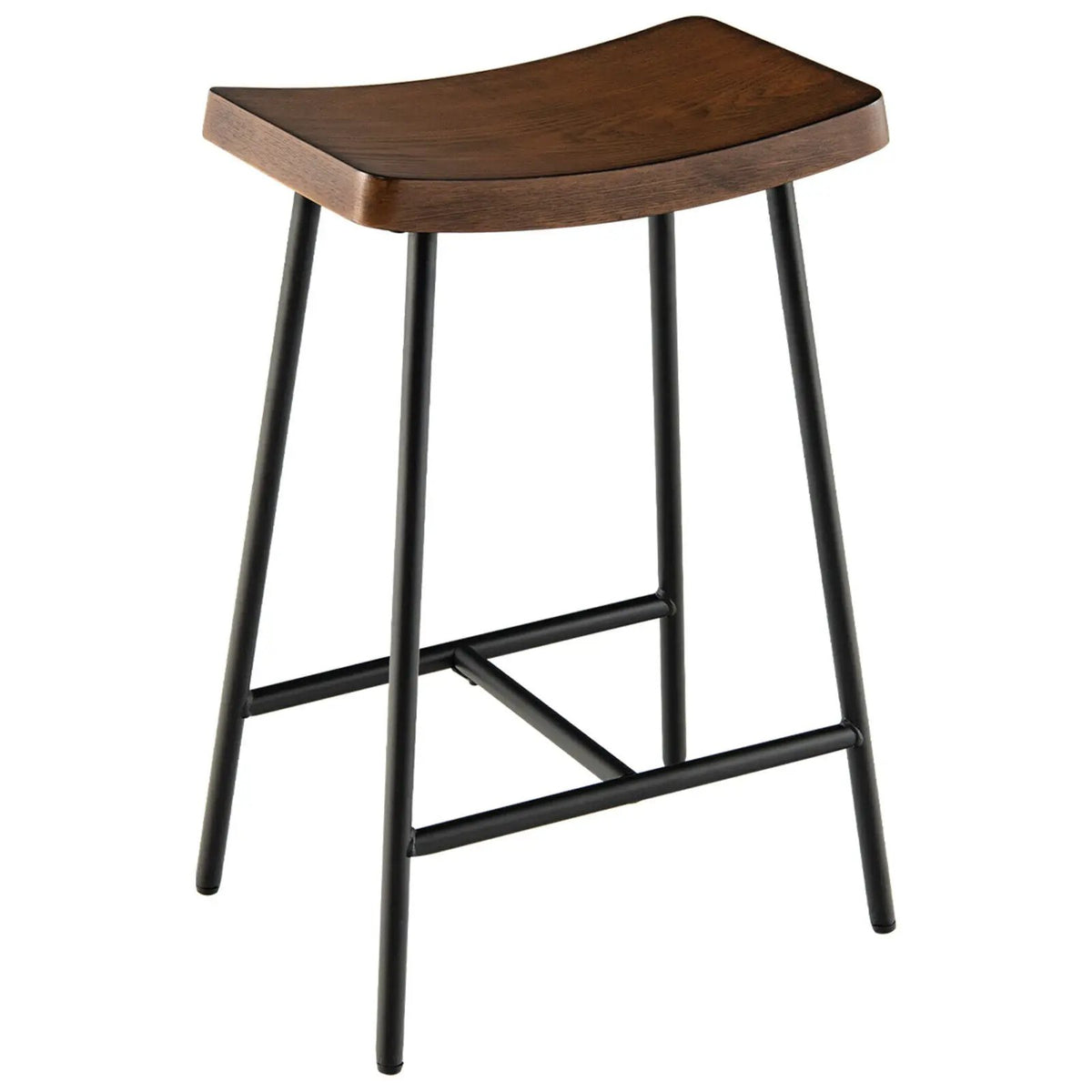 Industrial Saddle Stool with Metal Legs and Adjustable Foot Pads, photo 5 of 16