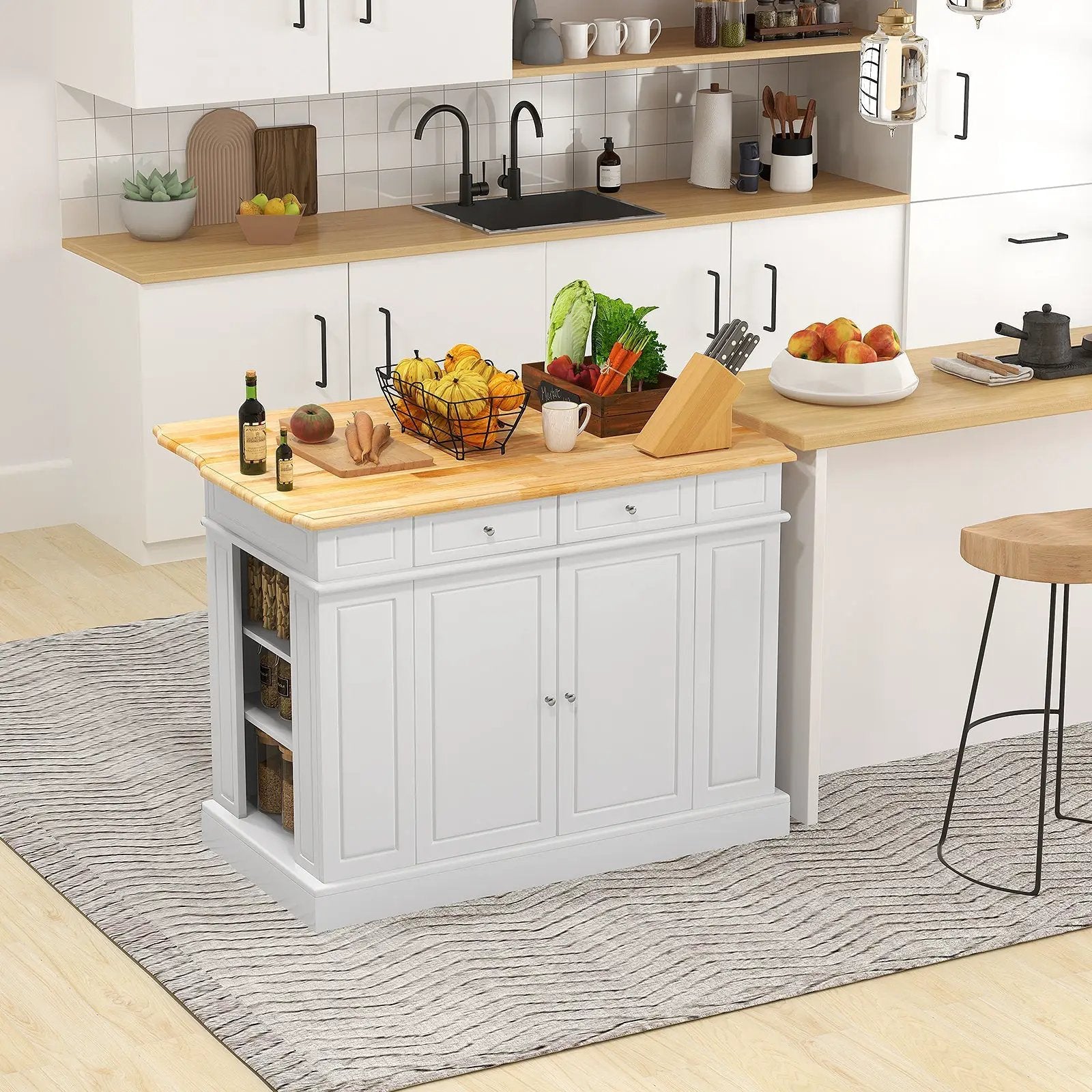 Kitchen Island with Storage and 3-Level Adjustable Shelves by DirectDeals