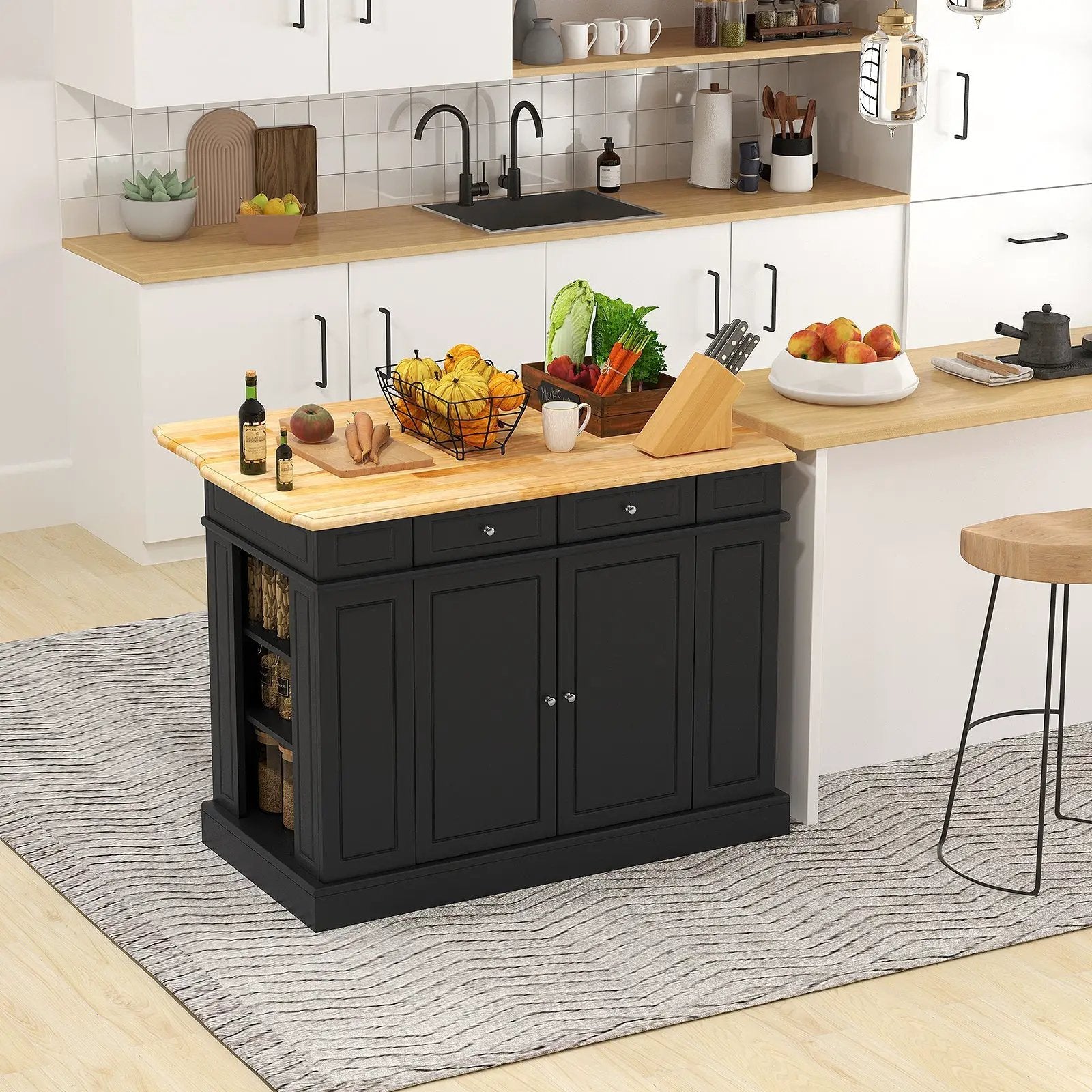 Kitchen Island with Storage and 3-Level Adjustable Shelves by DirectDeals