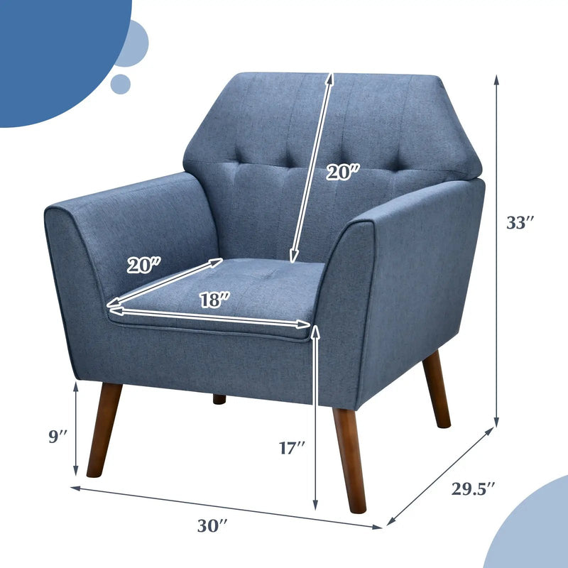 Modern Tufted Fabric Accent Chair with Rubber Wood Legs by DirectDeals