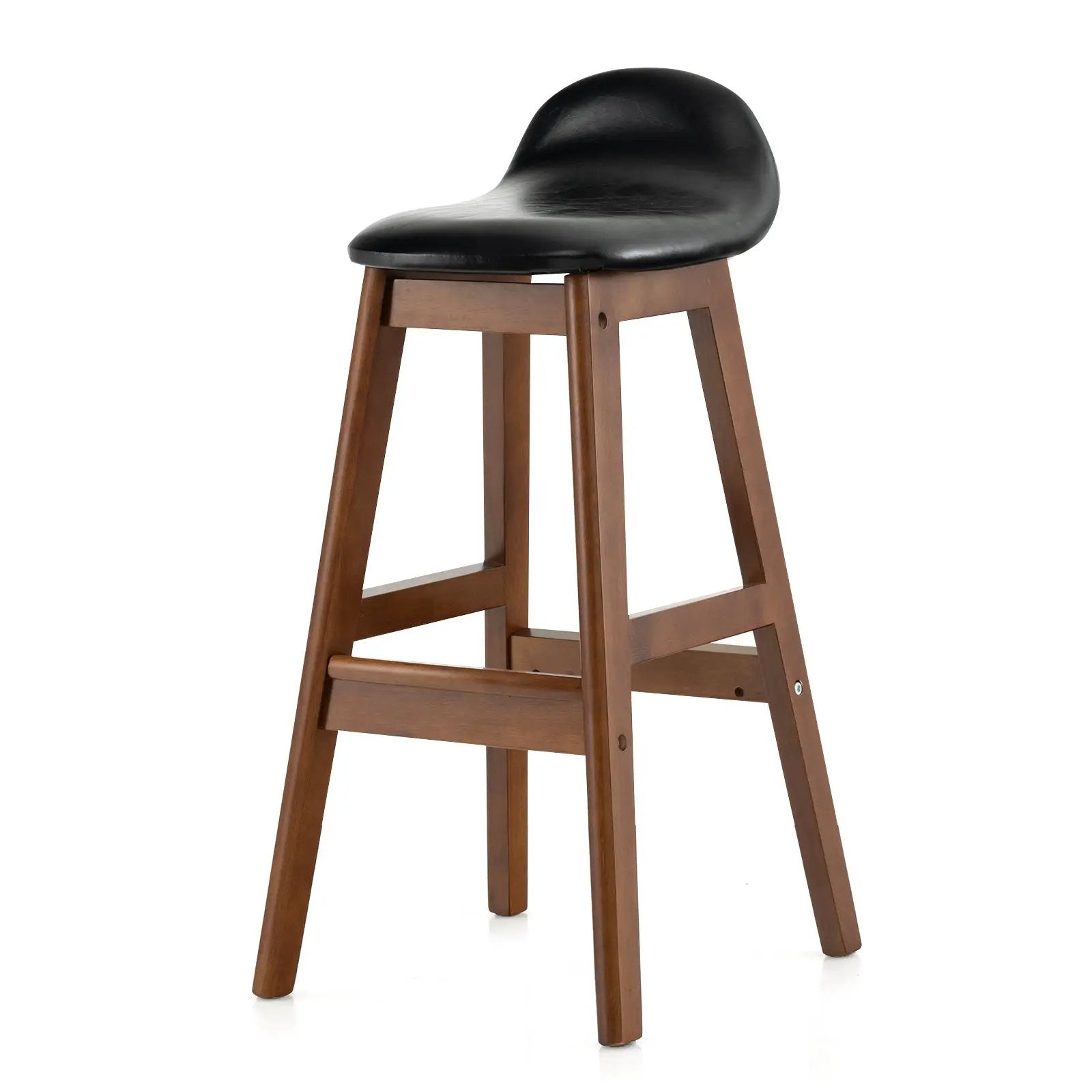 27.5 Inch Set of 2 Upholstered PU Leather Barstools with Back Cushion-Brown by DirectDeals