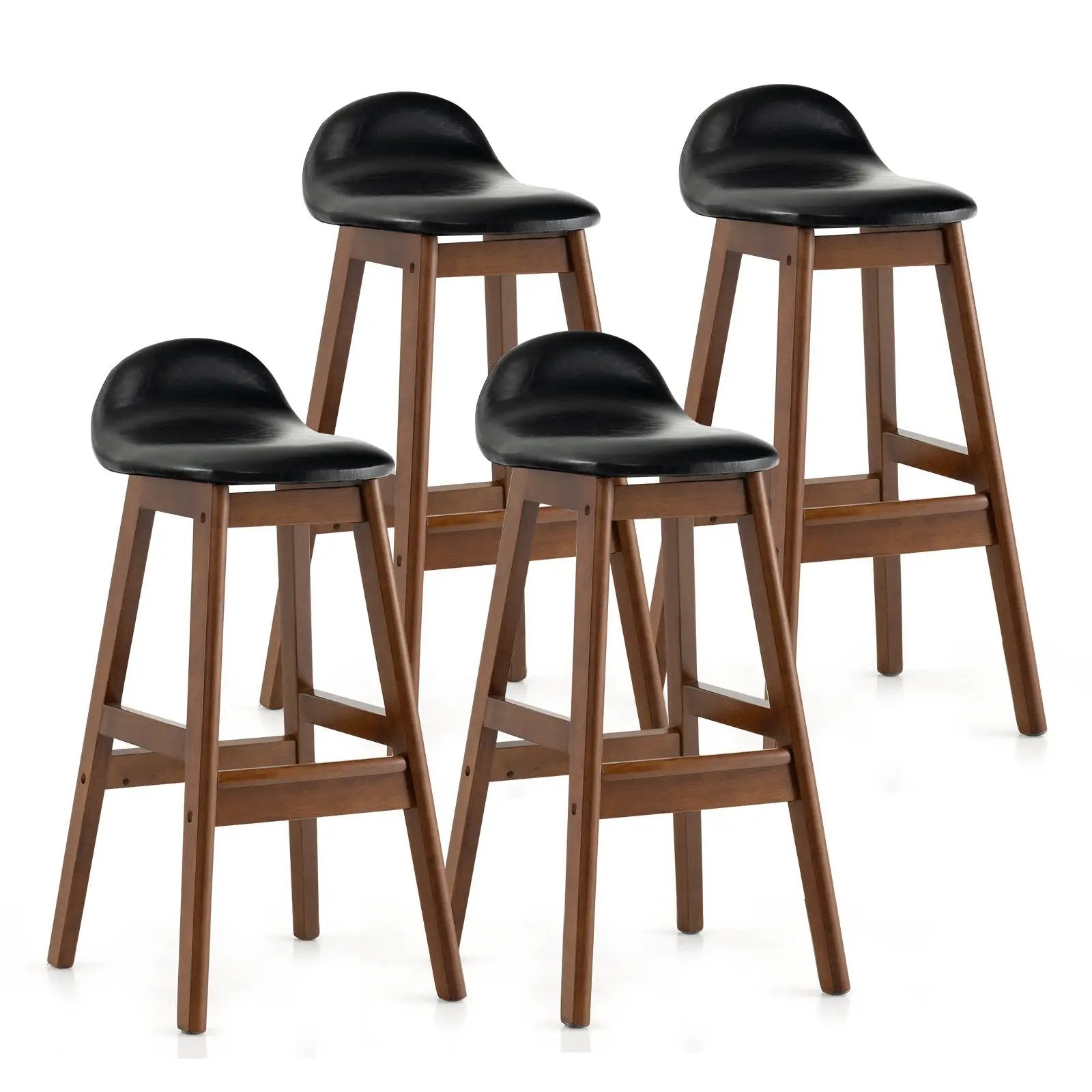 27.5 Inch Set of 2 Upholstered PU Leather Barstools with Back Cushion-Brown by DirectDeals