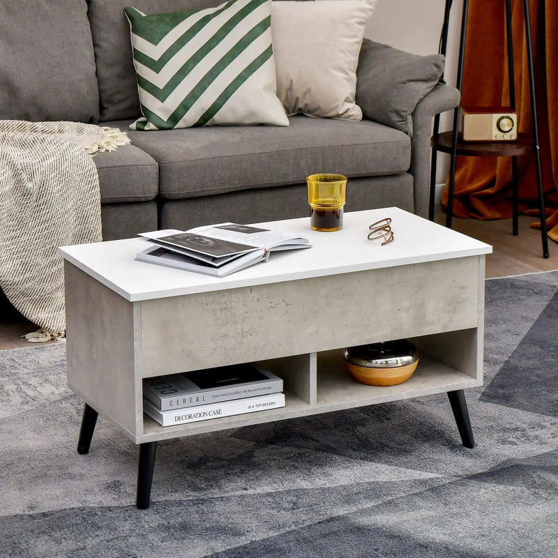 31.5 Inch Lift-Top Coffee Table with Hidden Storage and 2 Open Shelves by DirectDeals