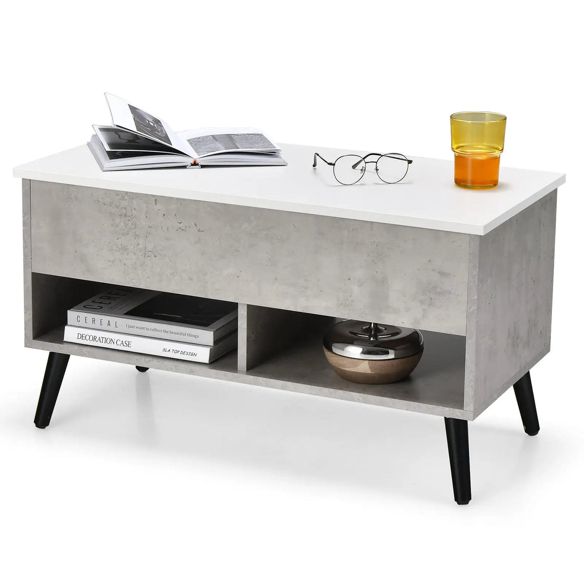 31.5 Inch Lift-Top Coffee Table with Hidden Storage and 2 Open Shelves, photo 13 of 40
