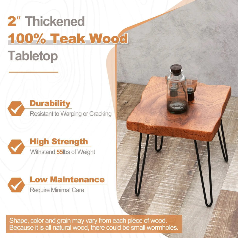 Square Reclaimed Recycled Indonesia Teak Wood End Table by DirectDeals