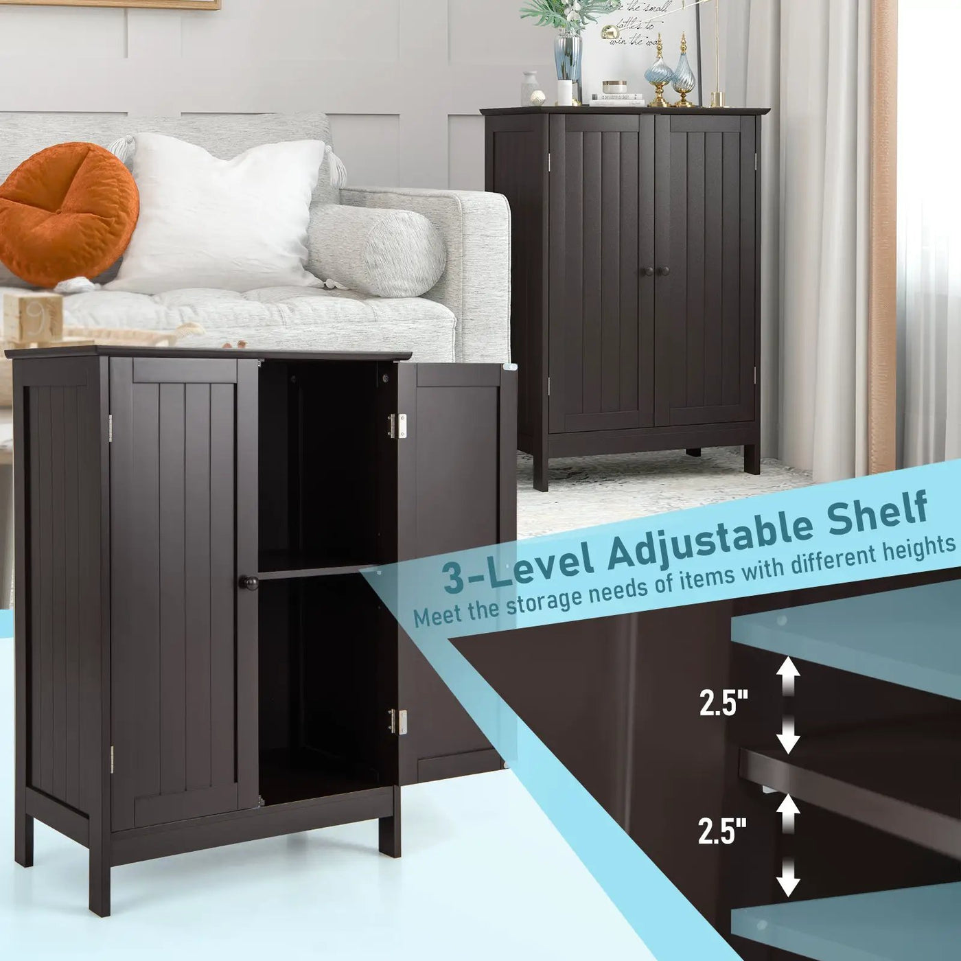 Bathroom Floor Storage Double Door Cupboard Cabinet by DirectDeals