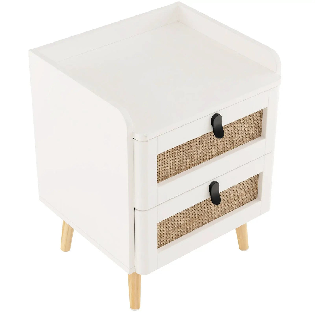Modern End Table Bedside Table with 2 Rattan Decorated Drawers, photo 8 of 16