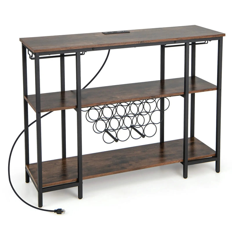 Industrial Wine Rack Wine Bar Cabinet with Storage Shelves by DirectDeals
