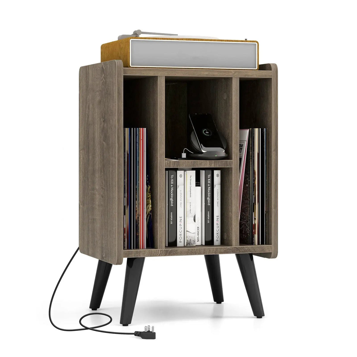 Vinyl Record Storage Turntable Stand with 4 Open Shelves, photo 3 of 9