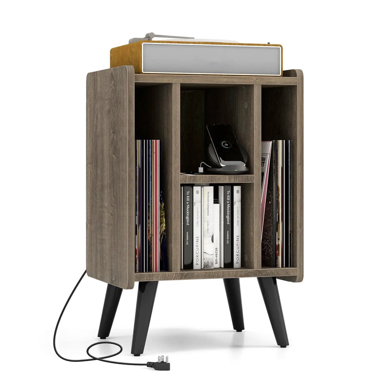 Vinyl Record Storage Turntable Stand with 4 Open Shelves by DirectDeals