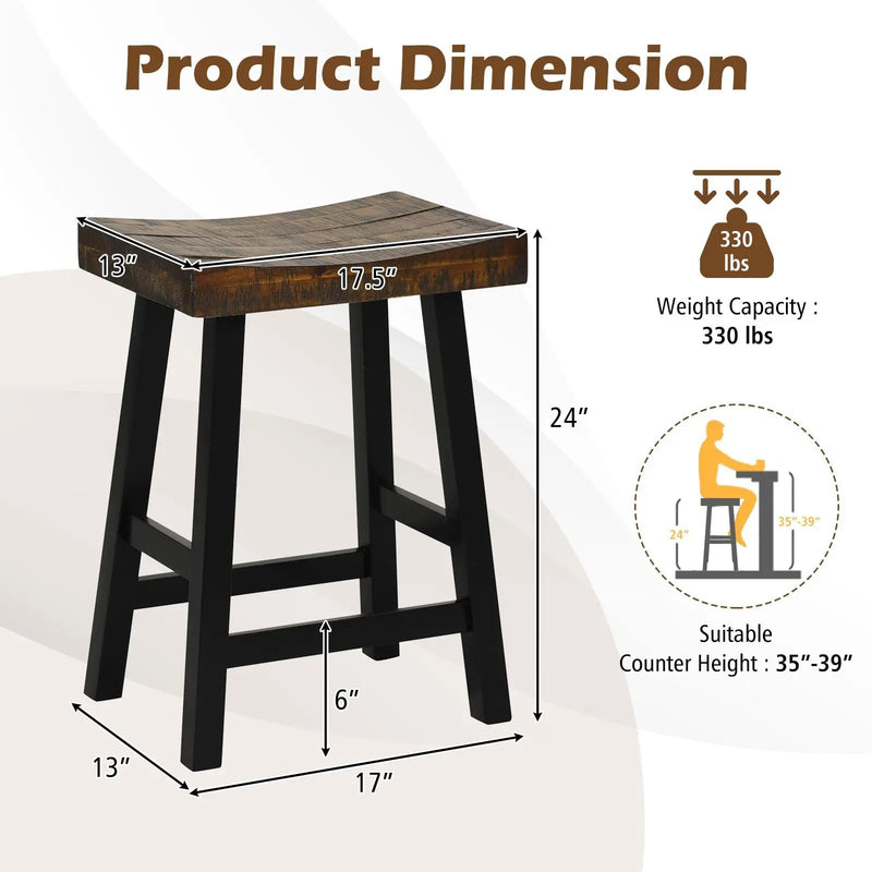 24 Inch Solid Wood Saddle-Seat with Curved Seat Surface and Comfortable Footrests by DirectDeals
