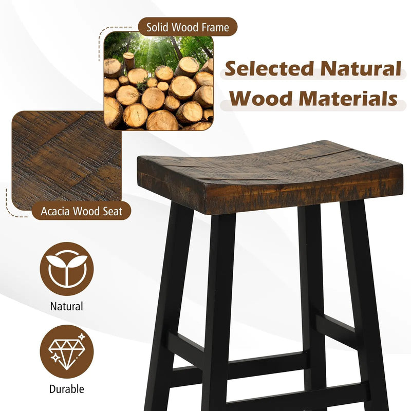 24 Inch Solid Wood Saddle-Seat with Curved Seat Surface and Comfortable Footrests by DirectDeals