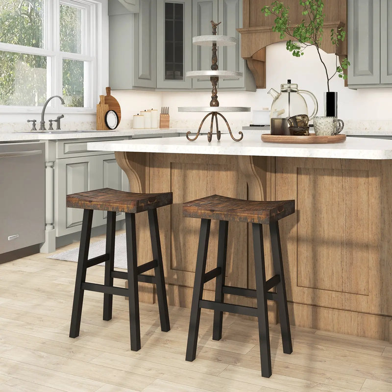 24 Inch Solid Wood Saddle-Seat with Curved Seat Surface and Comfortable Footrests by DirectDeals