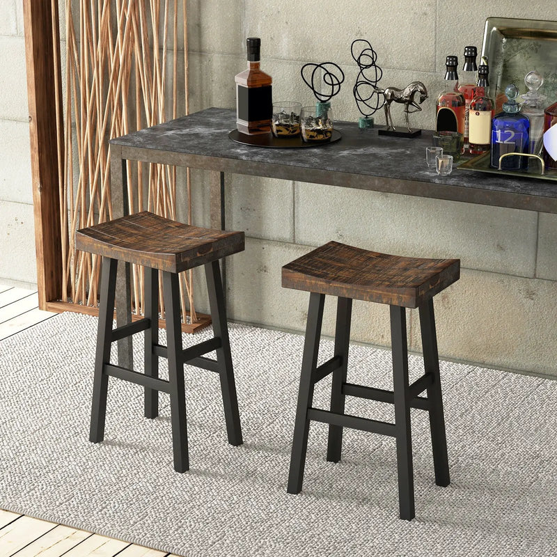 24 Inch Solid Wood Saddle-Seat with Curved Seat Surface and Comfortable Footrests by DirectDeals