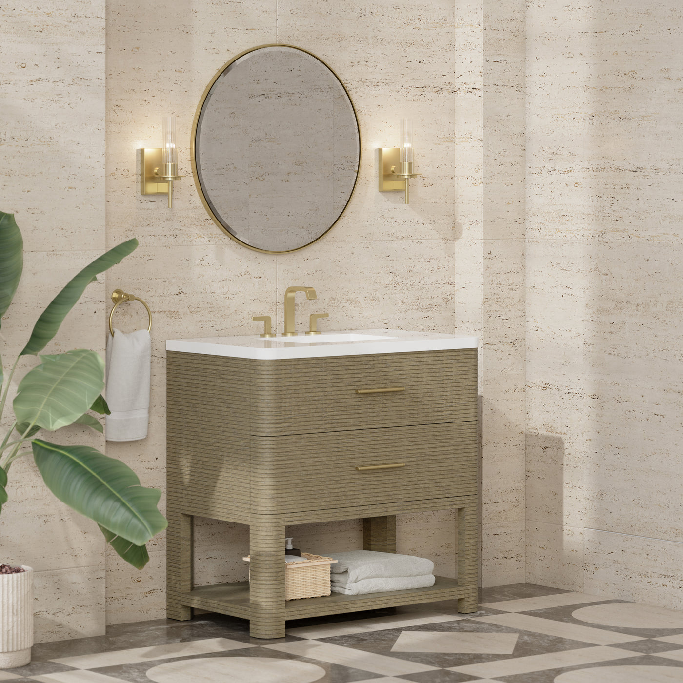 James Martin Lucian 36" Single Bathroom Vanity, Pebble Oak, view 32