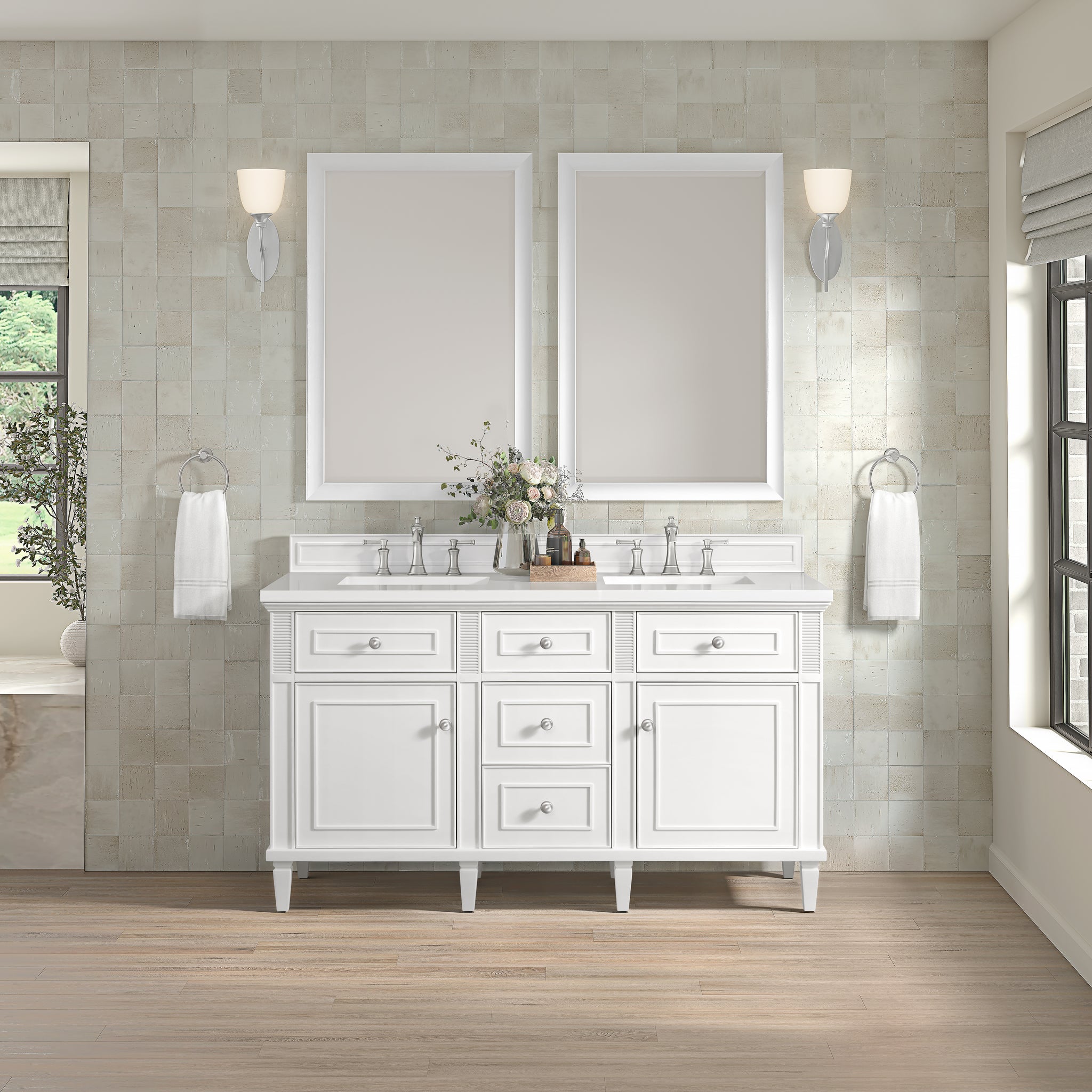 James Martin Lorelai 60" Double Bathroom Vanity, Bright White, view 39