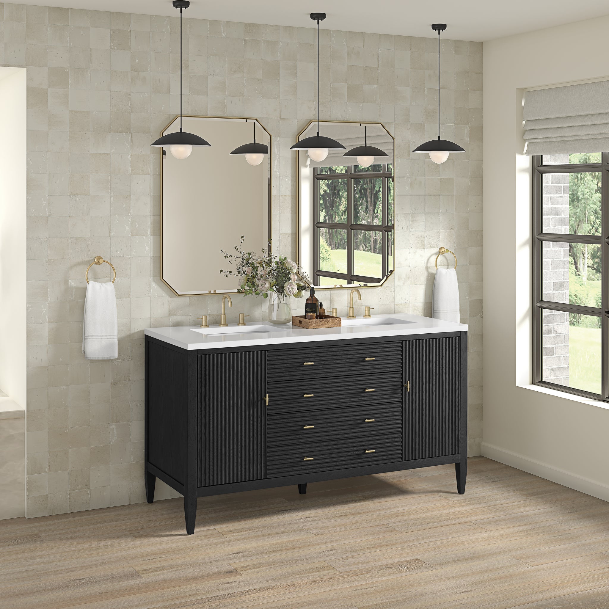 James Martin Myrrin 60" Double Bathroom Vanity, Carbon Oak, view 23