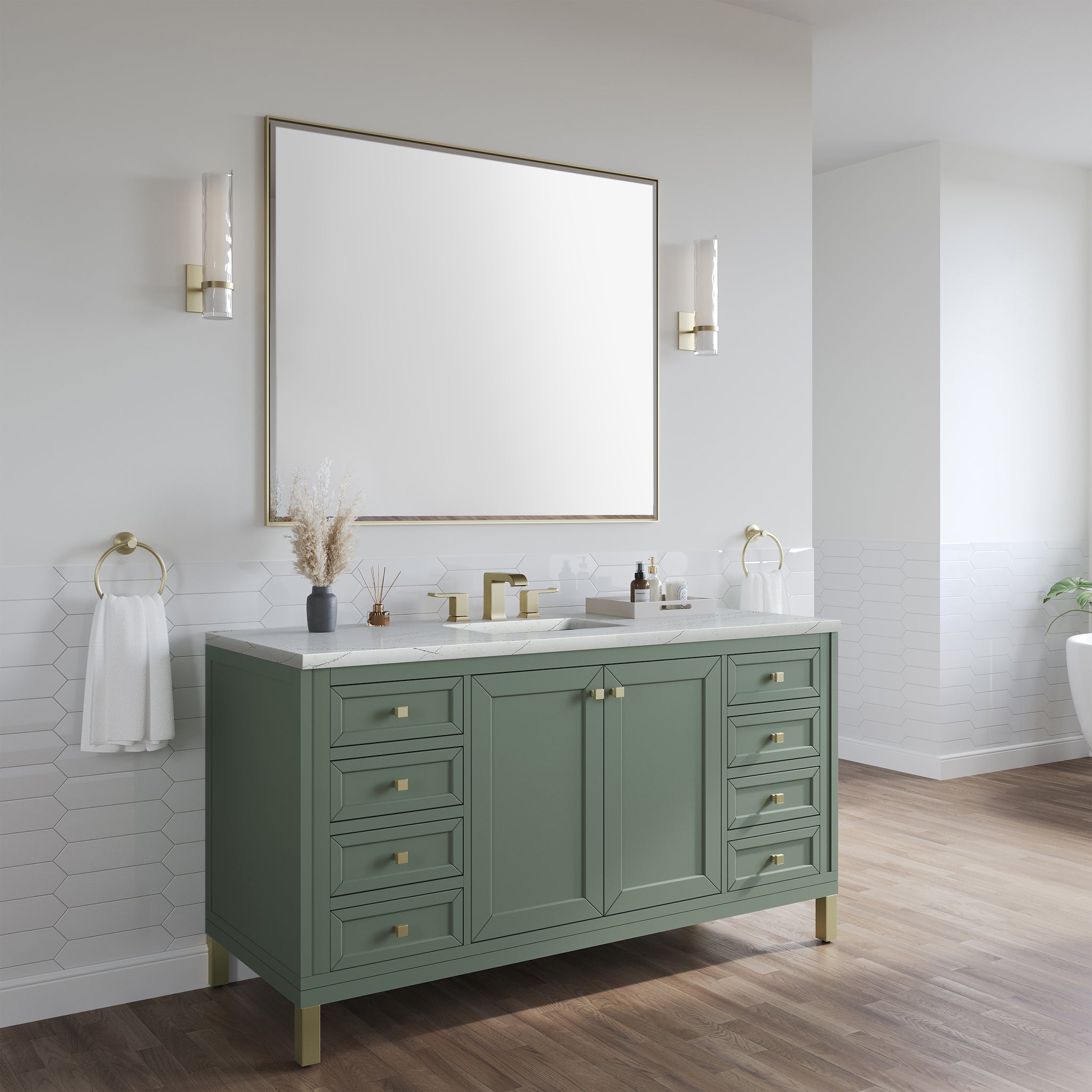 James Martin Chicago 60" Single Bathroom Vanity, Smokey Celadon, view 40
