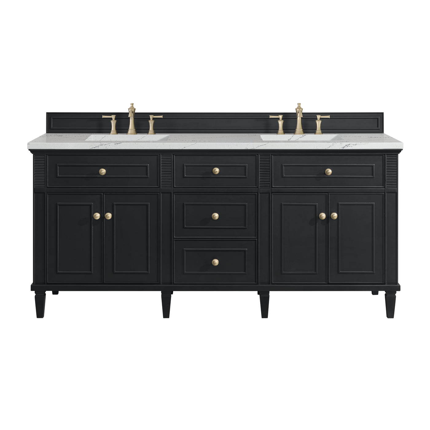 James Martin Lorelai 72" Double Bathroom Vanity, Black Onyx with Ethereal Noctis countertop